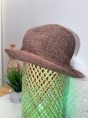 100% Pure Virgin Wool Norm Thompson Brown Tweed Bucket Vintage Hat 🧶